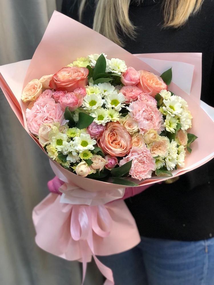 Букет цветов из: Гвоздики, Розы и Хризантемы в Шишовке