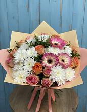 Букет цветов из:  Розы, Герберы и Хризантемы #REPLACE_PRED# Шишовке