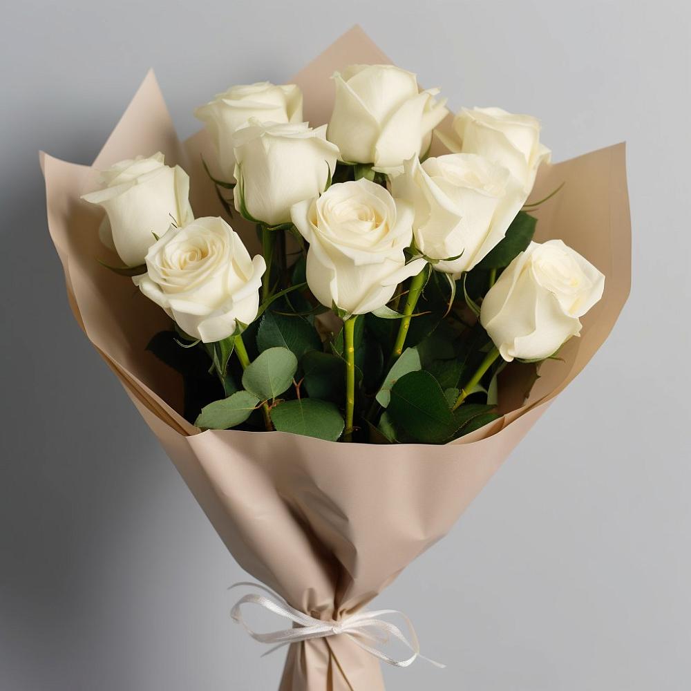 Букет 9 Белых роз Эдлесс Лав в Шишовке