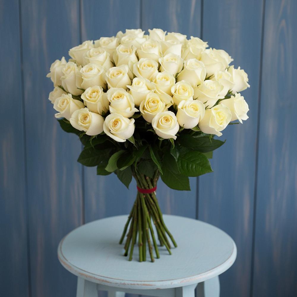 Букет 51 Белая роза Эдлесс Лав в Шишовке