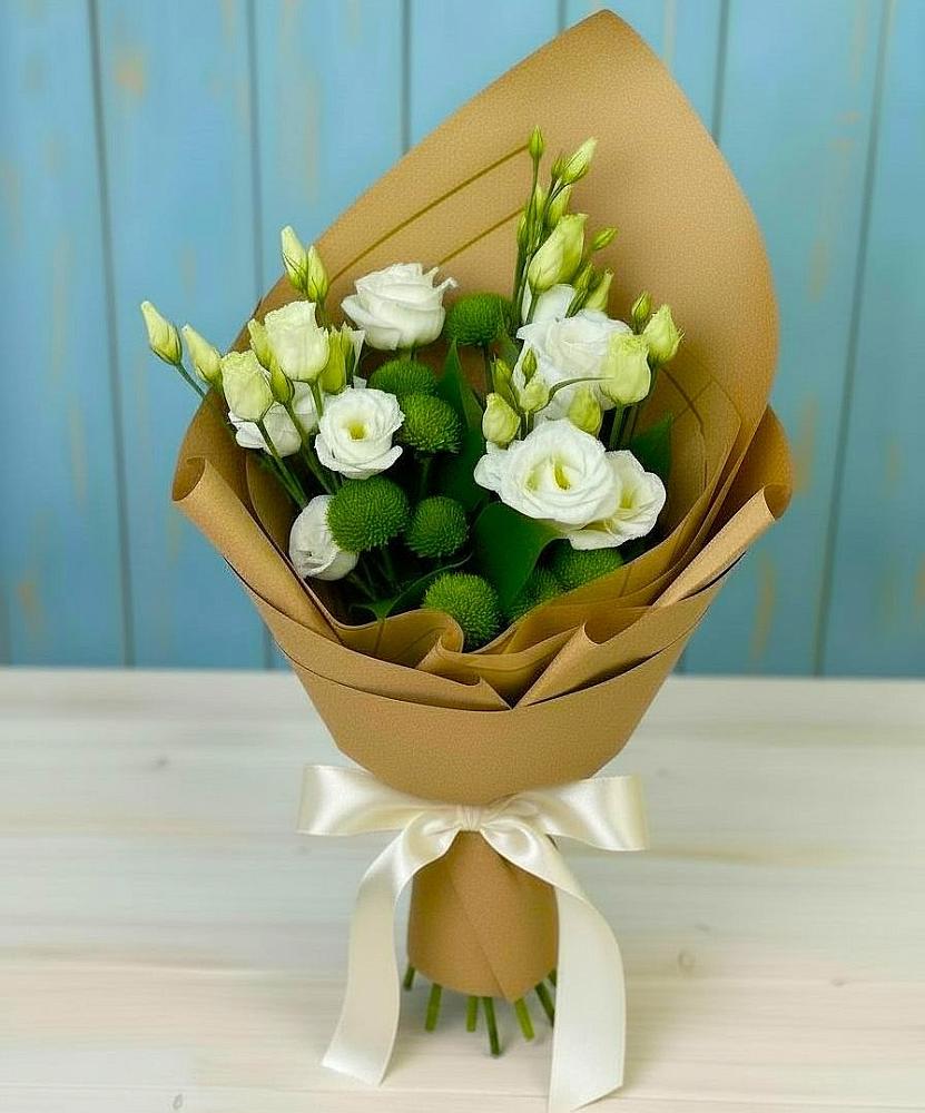 Букет цветов из: Хризантемы и Лизиантусы в Шишовке