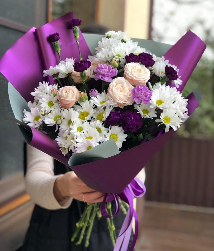 Букет цветов из: Хризантемы, Гвоздики и Розы в Шишовке