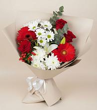 Букет цветов из:  Розы, Хризантемы, Герберы и Лилии в Шишовке