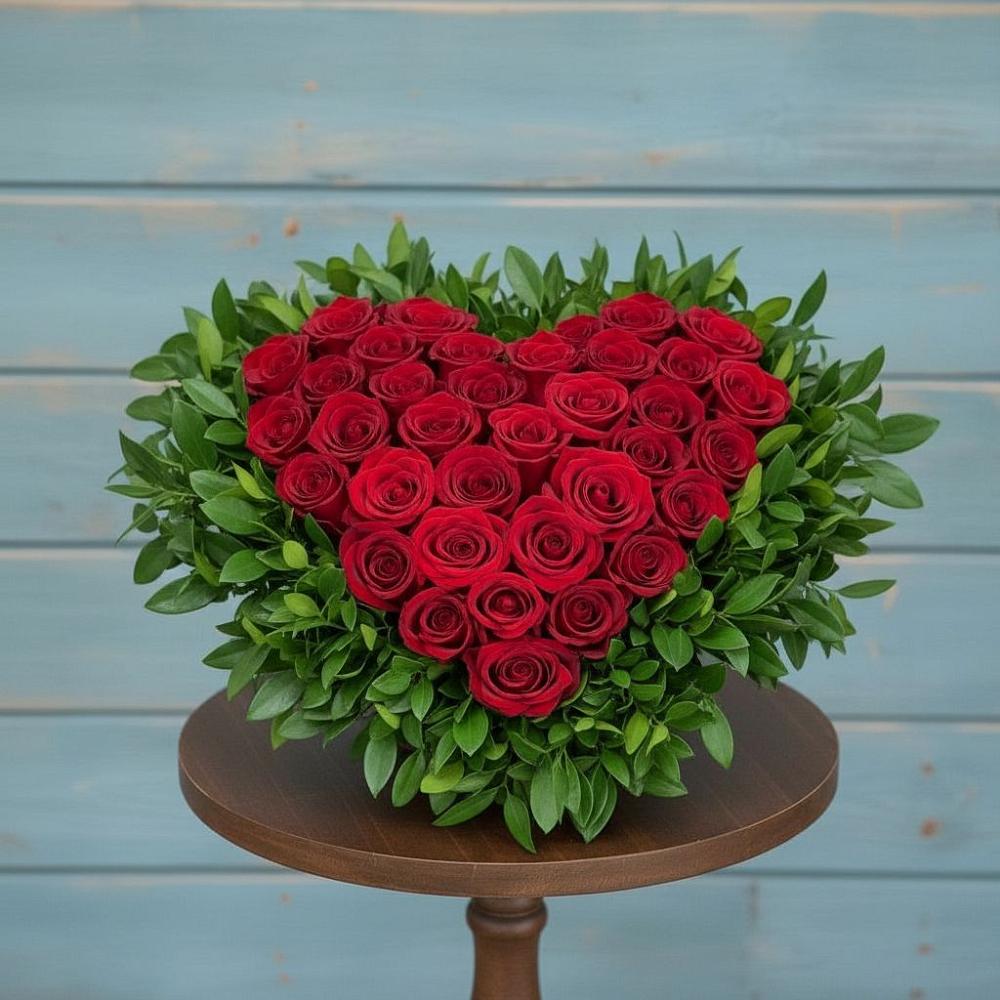 Цветочная композиция из Розы в виде сердца в Шишовке