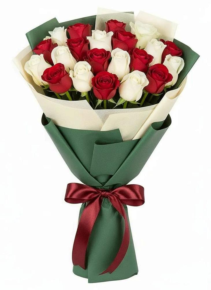Букет Микс из красных и белых роз в Шишовке