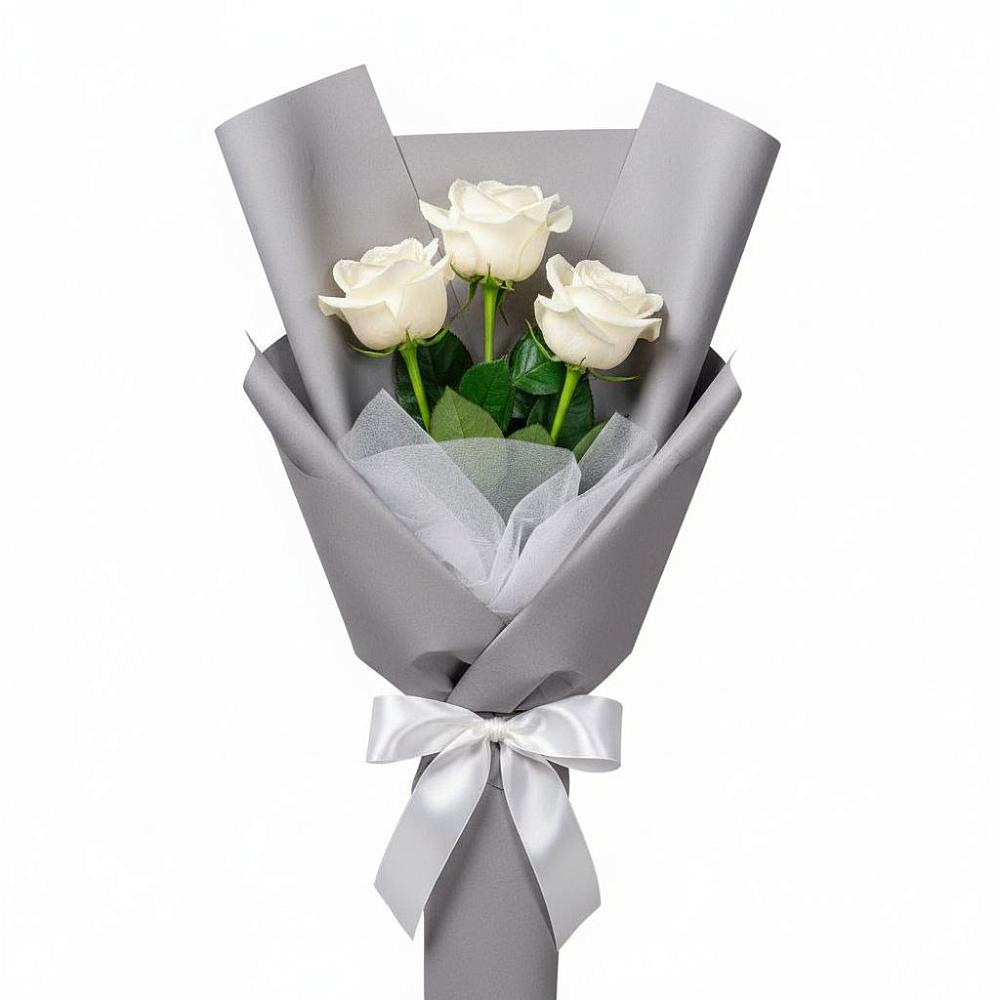 Букет 3 белые розы в Шишовке