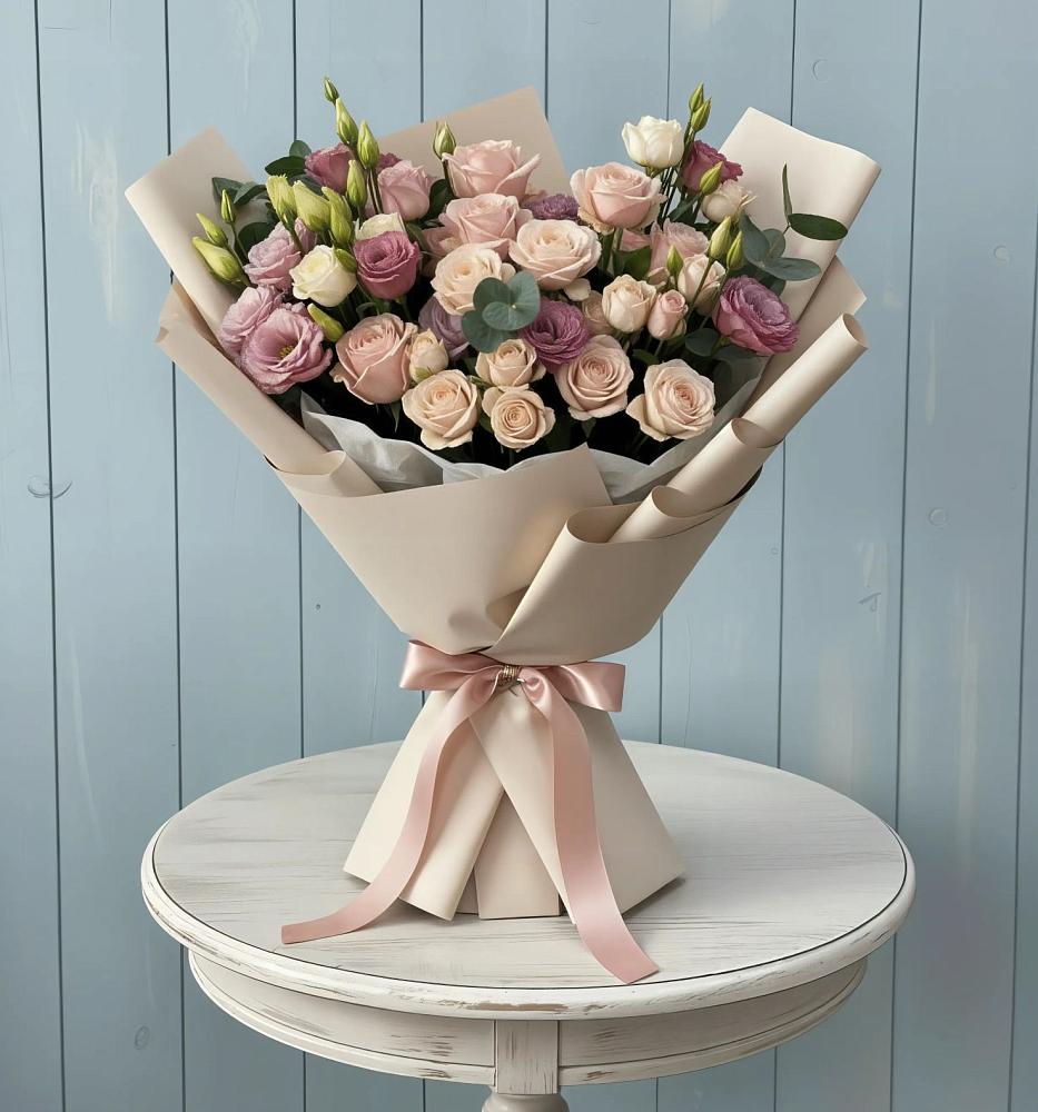 Букет цветов из: Розы и Лизиантусы в Шишовке