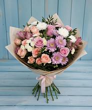 Букет цветов из:  Хризантемы, Розы и Альстромерии в Шишовке