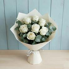 Букет Белые розы в Эвкалипте в Шишовке