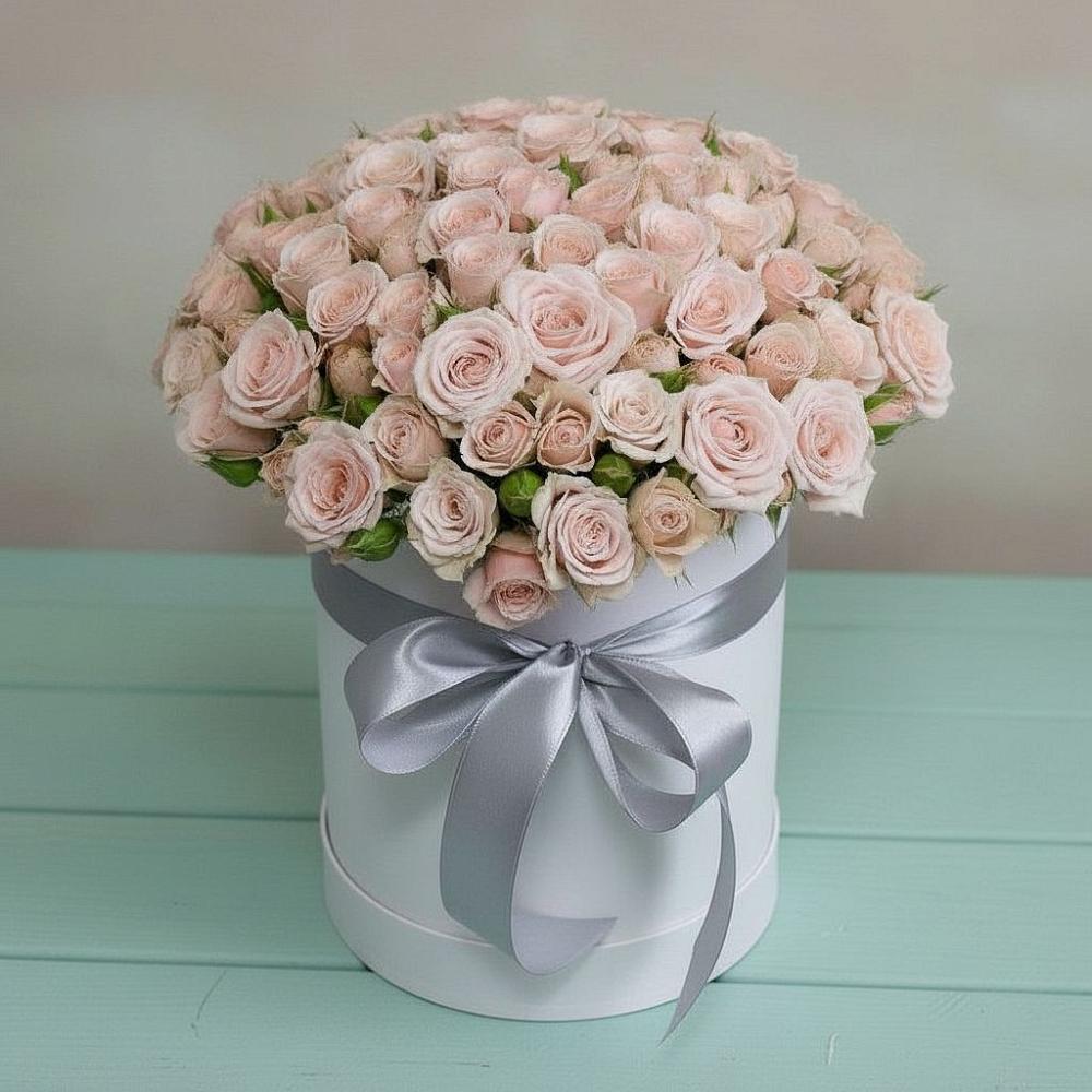 Цветочная композиция из Розы в шляпной коробке в Шишовке